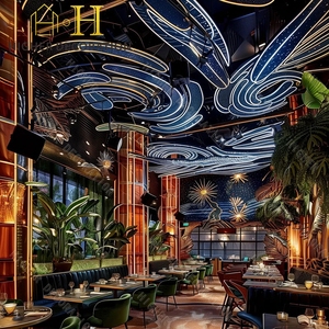 Khách Sạn Sang Trọng Nhà Hàng Thiết Kế Nội Thất Quầy Bar Thiết Kế Tùy Chỉnh Bền Rắn Gỗ Bàn Ghế Cho Nhà Hàng Trang Trí - Product Image 1