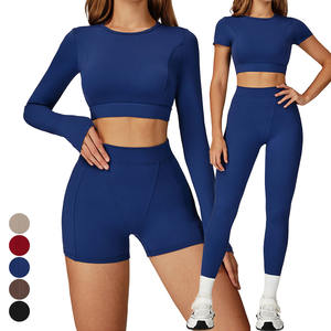 महिलाओं के कस्टम लोगो 4 टुकड़े जिम के कपड़े पहने हुए आकर्षक फिटनेस कसरत खेल - Product Image 1