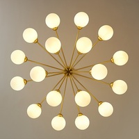 Lustre en cristal créatif LED pour salon en cuivre, boule de cristal décorative