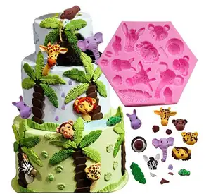 Foresta Woodland Animali Torta Del Fondente Che Decora Stampi Selvaggio Zoo Stampo In Silicone per il Cioccolato Candy Gum Paste Argilla Mestiere Dello Zucchero Cupc