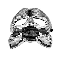 Masque Adulte Miroir Visage de Chat Mystérieux pour Fête Disco d'Halloween, en Plastique Personnalisé, Écologique, Argenté, Nouvelle Arrivée en Gros