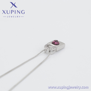 A00334450 gioielli XUPING Premium cristallo di vendita calda coppia Love Lock rosso cremisi ciondolo collana - Product Image 2