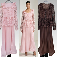Ensemble élégant deux pièces pour femme : pull à col en dentelle et manches longues avec robe assortie – Tenue modeste d'automne – Fournisseur en gros pour boutiques