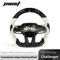 Volant personnalisé en fibre de carbone forgée noire avec LED pour Jeep Trackhawk pour Dodge Charger Challenger SRT Hellcat R/T 2013-2023