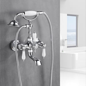 FEIDU lujo francés doble manija teléfono bañera grifo conjunto latón Material lluvia ducha caliente frío piso soporte para hoteles - Product Image 2