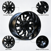 Jantes en alliage forgées JM Offroad Deep Dish Gloss Black Multi Spoke 18-26 pouces 6x135/8x170/8x180 PCD pour F150 pour Silverado