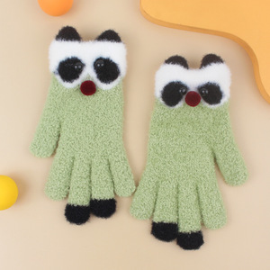 2025 New Slouch <strong>Glove</strong> Adult Ladies Cute Cartoon Animal Lesser <strong>Panda</strong> Raccoon Plush Fluffy Knitting Green Pink Blue Mittens <strong>Gloves</strong> - Product Image 5