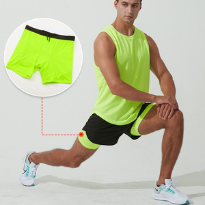 Shorts <span class=keywords><strong>de</strong></span> sport pour hommes d'été, taille mi-haute, cordon <span class=keywords><strong>de</strong></span> serrage, marathon, course à pied, double couche, anti-déchirure, plage, maillots <span class=keywords><strong>de</strong></span> <span class=keywords><strong>bain</strong></span> - Product Image 3