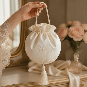 Custom Embroidered Satin Drawstring <b>Bag</b> Personalized Monogram Bridal Pouch Wedding Favor <b>Bag</b> <b>Gift</b> <b>Bag</b> for <b>Bridesmaid</b> - Product Image 3