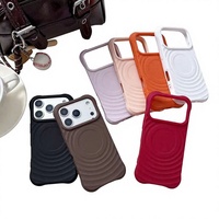 Pour 17 Pro Max & 13 Coque de protection en silicone magnétique gel mat à motif ondulé ; Design minimaliste couleur unie
