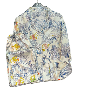 Bộ đồ ngủ lụa cao cấp mùa xuân hè mới dành cho nữ, họa tiết hoa Monet, kiểu dáng sang trọng, áo cardigan dài tay, chất liệu mềm mại, mặc nhà. - Product Image 1