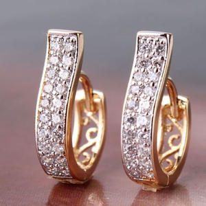 E4557 White Gold <b>Hoop</b> <b>Earrings</b> Diamond Channel Setting Women's Luxury <b>Fine</b> Jewelry - Product Image 3