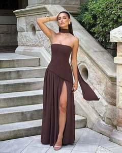 Abito da Donna Estate 2025 <span class=keywords><strong>Casual</strong></span> <span class=keywords><strong>con</strong></span> Spalle Scoperte <span class=keywords><strong>Vestito</strong></span> da Sera <span class=keywords><strong>Lungo</strong></span> <span class=keywords><strong>con</strong></span> Allacciatura Schiena Scoperta e <span class=keywords><strong>Spacco</strong></span> per Feste di Compleanno - Product Image 5