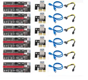 مخزون كافي إقبال كبير 6 قطع أحدث محول بطاقة ساتا VER009 USB 3.0 PCI-E Riser VER 009S Express 1X 4x 8x 16x محول شاحن متنقل صغير الحجم من 15pin إلى 6 pins طاقة