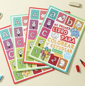 Alfabeto español números dibujo aprendizaje educación temprana palabra cognitiva libro para colorear libro de aprendizaje para niños - Product Image 2