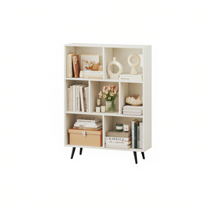 Libreria moderna a 7 cubi con gambe in metallo, organizer per soggiorno, mobile per la casa - Product Image 1