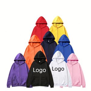 Sweat-shirt à capuche zippé unisexe personnalisé en polyester imprimé avec logo pour promotion publicitaire et vêtements de travail pour hommes - Product Image 1