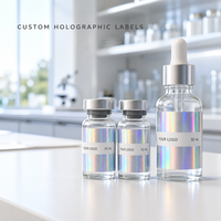 Impression de logo personnalisé, étiquettes holographiques autocollantes en PET écologiques, résistantes à l'huile et à l'eau, pour flacons de 10 ml, fabricant d'étiquettes pour pilules de 3 ml