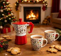 Ensemble de cafetière Moka OEM ODM en alliage d'aluminium avec tasse en céramique borosilicate, kit cadeau pour la maison, les voyages et le camping