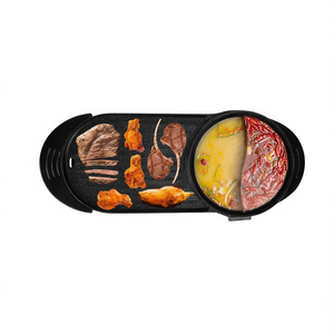 Gril électrique coréen Shabu Shabu 2200W sans fumée, antiadhésif, avec contrôle de température indépendant et plaque amovible - Product Image 1