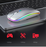 Penjualan Laris Ramping Portabel 2.4G Mouse Nirkabel Isi Ulang Usb Tikus Led Rgb
