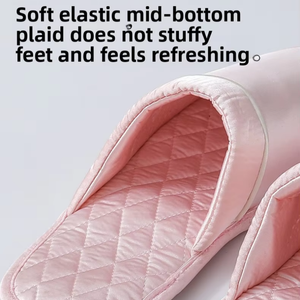 Pantuflas de satén rosa y gris para hotel, <span class=keywords><strong>spa</strong></span>, invitados, bodas, viajes, con suela de TPR para interiores - Product Image 3