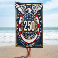 Serviette de plage drapeau américain 250e anniversaire 1776-2026 en microfibre ultra-fine, serviette de bain, vente chaude