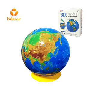 Marque Logo UV Imprimer Dia 11cm ABS Plastique Terre Sphérique 60 Pièces DIY Jouet Éducatif Jigsaw <span class=keywords><strong>3d</strong></span> Ball <span class=keywords><strong>Puzzle</strong></span> pour Enfants - Product Image 1