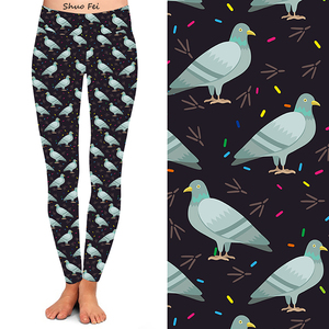 Leggings de <span class=keywords><strong>yoga</strong></span> taille haute pour femmes, imprimé <span class=keywords><strong>pigeon</strong></span> amusant, coupe ajustée, illustration animale originale, pantalon de sport, vêtements de sport - Product Image 1