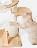 Arbre à chat intégré en bois massif avec lit pour chat, design peu encombrant pour la maison, griffoir en sisal, capsule spatiale