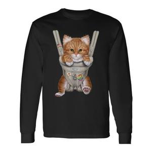T-shirt à manches longues avec chat tigré orange dans un porte-bébé - Product Image 1