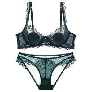 Lingerie sexy européenne et américaine pour femmes, dentelle transparente ultra-fine française, soutien-gorge grande taille, poitrine généreuse, effet amincissant - Product Image 3