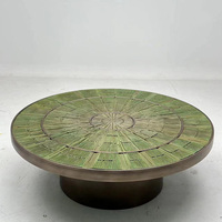 Mobilier d'art Sculpture en bois Table basse à dessus rond Table centrale basse pour salon et chambre à coucher