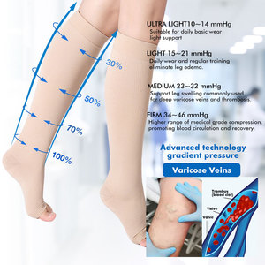 Compports sınıf 2 20-30 MMHG mezun basınç açık ayak diz yüksek varisli ven varis çorabı - Product Image 4
