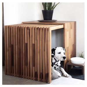 Oak Solid Wood Luxury Dog Kennel Furniture Indoor Use Furniture Style Dog Crate Living Room Table Sleeping Dog House