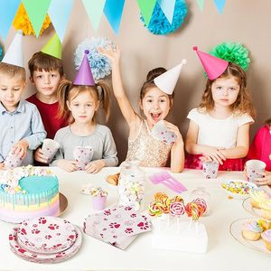 ชุดอุปกรณ์จัดงานเลี้ยงธีมลูกสุนัขสีชมพู DAMAI ประกอบด้วยจานกระดาษแบบใช้แล้วทิ้ง ผ้าเช็ดปาก แก้ว ช้อน ส้อม ชุดวันเกิดสำหรับสัตว์เลี้ยง สำหรับ 24 คน - Product Image 6