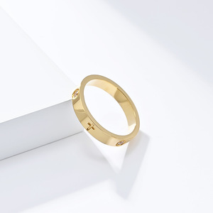 Diamond <b>Ring</b> 18k <b>Titanium</b> Steel Cross Design Round Brilliant Cut Silver Gold Women's Everyday Wear Jewelry - Product Image 3