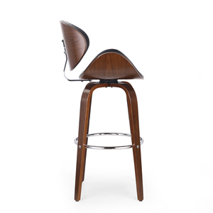 Ensemble de tabourets de bar en bois et cuir PU au design moderne, hauteur fixe, dossier stable, pour la maison, l'îlot de cuisine, le pub, l'hôtel, le salon - Product Image 5