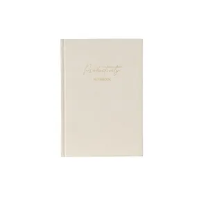 Custom Printing Gold Edges Hardcover A5 White Linen Fabric Lined Notebooks With Slip Case