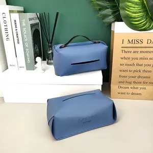 Caja de pañuelos rectangular de cuero PU para decoración creativa, cubierta de caja de pañuelos moderna