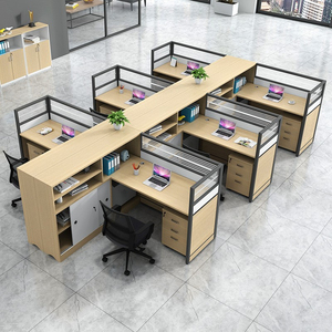 Nhân viên văn phòng bằng gỗ Đồ nội thất mô-đun Máy Trạm với ngăn kéo 2 4 người bàn văn phòng - Product Image 4
