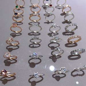 Bague en argent sterling S925 avec design plaqué or étoile, pierre en zircon, soleil et lune, cadeau de mariage pour petite amie - Product Image 1