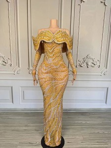 Robes <span class=keywords><strong>de</strong></span> Soirée Sans Bretelles Bal Cristal Coupe A-Line Longueur Ras du Sol pour Banquet Femme Remise <span class=keywords><strong>de</strong></span> Diplôme <span class=keywords><strong>Mariage</strong></span> Soirée Vintage Sexy - Product Image 3