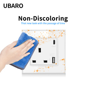 British Standard 86 Wall <b>Socket</b> With <b>Usb</b> Type <b>C</b> Port White Glass Panel Recessed Household <b>Socket</b> - Product Image 4