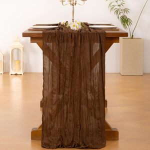 <span class=keywords><strong>Runner</strong></span> da tavola in garza di cotone marrone caffè, stile rustico boho, per Pasqua, Primavera, Baby Shower, 120 pollici (10 piedi) - Product Image 4