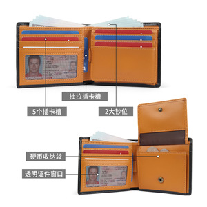 WinCref Leather Bi-Fold <b>Wallet</b> <b>Men</b> <b>RFID</b> Blocking One Size Everyday Use - Product Image 3