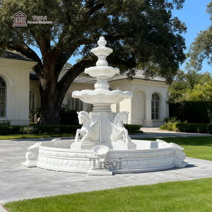 Tevi Art <span class=keywords><strong>Villa</strong></span> House giardino esterno giardino naturale fontana in marmo bianco con statue di cavallo scultura per ingresso vialetto - Product Image 2