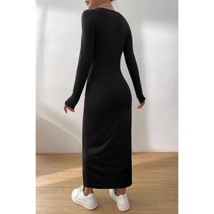 Abito da donna a girocollo a tubino a maniche lunghe, con vita aderente, traspirante, casual ed elegante, lunghezza 135 cm - Product Image 4