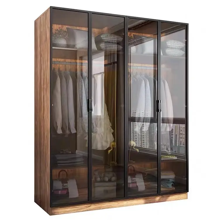 Алюминиевый профиль дверного шкафа, анодированный черный коричневый шкаф для спальни, мебель для дома, современный Минимализм