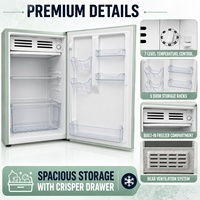 Mini-réfrigérateur vintage Samsonic 120L avec compartiment congélateur électrique, économe en énergie, fonctionnement silencieux, compact, idéal pour dortoir ou bar